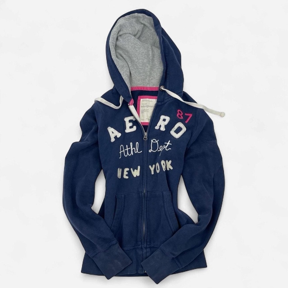 Vintage Y2K Aeropostale Women's Hoodie Sweatshirt S Preppy Sporty Rare 2010s